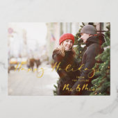 高級実在金の未来クリスマス夫妻 箔シーズンカード (正面)