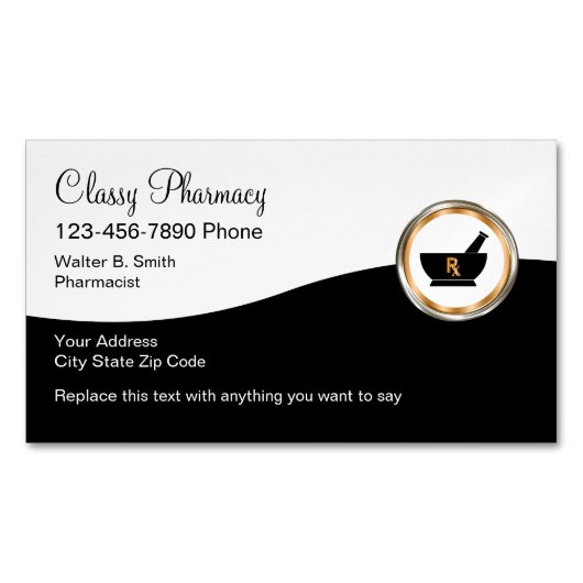 高級小売薬局 マグネット名刺 (正面)