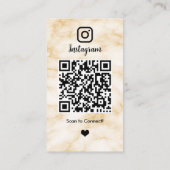 高級感あふれるイエローとブラックのアゲート大理石を使用したInstagram QRカード 名刺 (裏面)