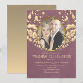 高級感あふれるゴールドとパープルの結婚式招待状 招待状 (正面/裏面)