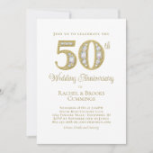 高級感あふれるゴールドの結婚50周年記念パーティー招待状 シーズンカード (正面)