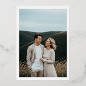 高級感あふれるフローラル・ヴィネクラスト・モノグラムの結婚式フォト 箔招待状 (裏面)