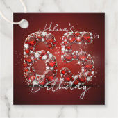 高級感あふれるルビーレッドの宝石で飾られた65歳の誕生日 フェイバータグ (正面)