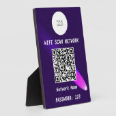 高級感あふれる深紫色のレザースポットライトQRコードWifi フォトプラーク (側面)