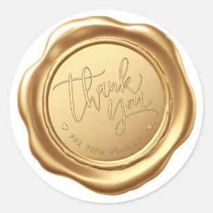 高級感あるゴールドのフェイクワックスシール "Thank You for Your" ラウンドシール
