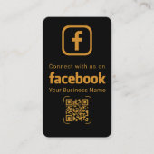 高級感あるゴールドのFacebook接続QRコード 名刺 (正面)