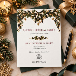 高級感ある会社の年末パーティ ゴールドクリスマス 招待状