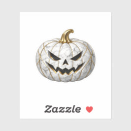 高級感ある白大理石とゴールドのカボチャステッカー ハロウィン シール