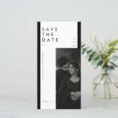 高級感ある編集風の結婚式のモノクロ写真 セーブザデート (スタンド正面)