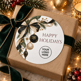 高級感ある黒とゴールドの会社のクリスマスロゴ ラウンドシール