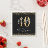 高級感ある黒とゴールドの40歳の誕生日記念ナプキン スタンダードカクテルナプキン (インサイチュ)