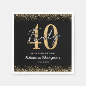 高級感ある黒とゴールドの40歳の誕生日記念ナプキン スタンダードカクテルナプキン (正面)
