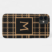 高級感ある黒と金のチェーン柄モノグラム Case-Mate iPhoneケース (裏面(横))