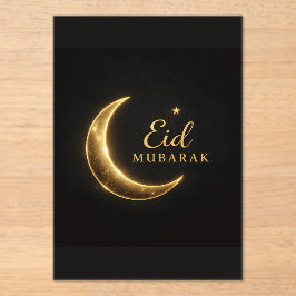 高級感ある黒と金のEid Mubarakカード - プレミアム仕様 アクリル招待状