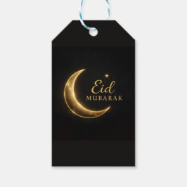 高級感ある黒と金のEid Mubarakステッカー - エレガント ギフトタグ