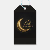 高級感ある黒と金のEid Mubarakステッカー - エレガント ギフトタグ (裏面)