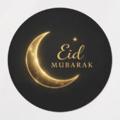 高級感ある黒と金のEid Mubarakステッカー - エレガント ラベル (デザイン2)