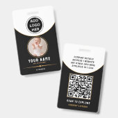 高級感ある黒金モダン不動産QRコードID バッジ (正面＆裏面)