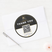 高級感ある黒金不動産レビューQR ラウンドシール (封筒)