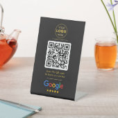高級感ある黒金GoogleレビューQRコードロゴ 台座サイン (インサイチュ)