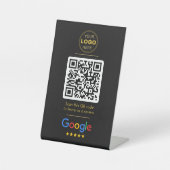 高級感ある黒金GoogleレビューQRコードロゴ 台座サイン (正面)