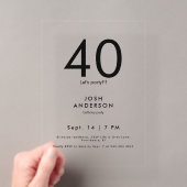 高級感ある40歳の誕生日パーティー アクリル招待状 (インサイチュ (ポータブル))