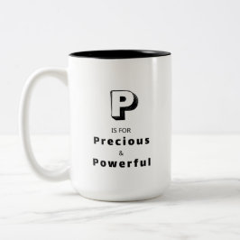 高級感のあるイニシャル入りマグカップ P - プレシャス アンド パワフル ツートーンマグカップ