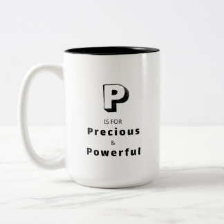 高級感のあるイニシャル入りマグカップ P - プレシャス アンド パワフル ツートーンマグカップ