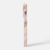 高級感のあるオパールホワイト/ピンク大理石テクスチャ iPhoneケース (左側面)