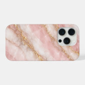 高級感のあるオパールホワイト/ピンク大理石テクスチャ iPhoneケース (裏面横)