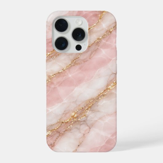 高級感のあるオパールホワイト/ピンク大理石テクスチャ iPhoneケース (裏面)