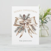 高級感のあるオーダーメイド クリスマスリボンカード 招待状 (スタンド正面)