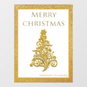 高級感のあるクリスマスツリー ゴールドラメ 店舗正面 ウィンドウサイン (シート)
