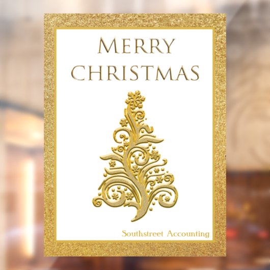 高級感のあるクリスマスツリー ゴールドラメ 店舗正面 ウィンドウサイン (シート2)