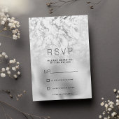 高級感のあるグレー ホワイト シルバーマーブルRSVP 招待状