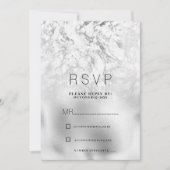 高級感のあるグレー ホワイト シルバーマーブルRSVP 招待状 (正面)