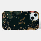 高級感のあるゴールドのクリスマスモノグラム ダーク Case-Mate iPhoneケース (裏面 (横))