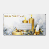 高級感のあるゴールドのクリスマス装飾 デスクマット (キーボード&マウス)