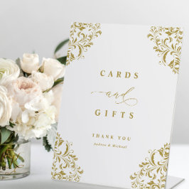 高級感のあるゴールドの結婚式カード&ギフトサイン 台座サイン