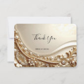 高級感のあるゴールドの装飾入りフラワー Thank You カード (正面)