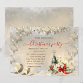 高級感のあるゴールドの雪の結晶,会社のクリスマスパーティー 招待状 (正面/裏面)