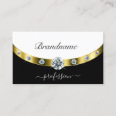 高級感のあるゴールドデコレーション 黒と白のイニシャル 名刺 (正面)