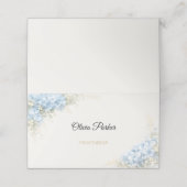 高級感のあるダスティブルーのアジサイの結婚式 プレイスカード (外部開封)