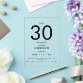 高級感のあるダーティーな30歳の誕生日パーティー アクリル招待状 (インサイチュ (ウェディング))