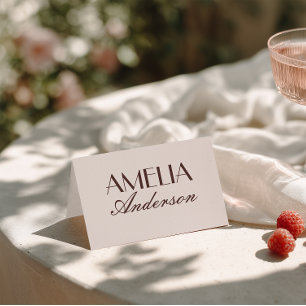 高級感のあるチョコレートブラウンの結婚式プレイスカード テーブルナンバー