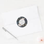 高級感のあるネイビーゴールドホワイトボタン wedding ラウンドシール (封筒)