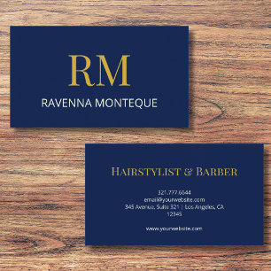 高級感のあるネイビーゴールドモノグラムのカスタムネーム 名刺
