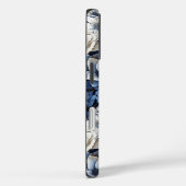 高級感のあるネイビーブルーと象牙色の花柄のiPhoneケース Case-Mate iPhoneケース (裏面 / 右)