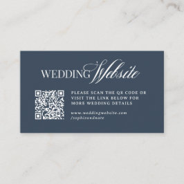 高級感のあるネイビーブルー|結婚式のウェブサイトQRコード エンクロージャーカード