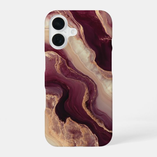 高級感のあるバーガンディのフェミニンなデザイン iPhone 16ケース (裏面)
